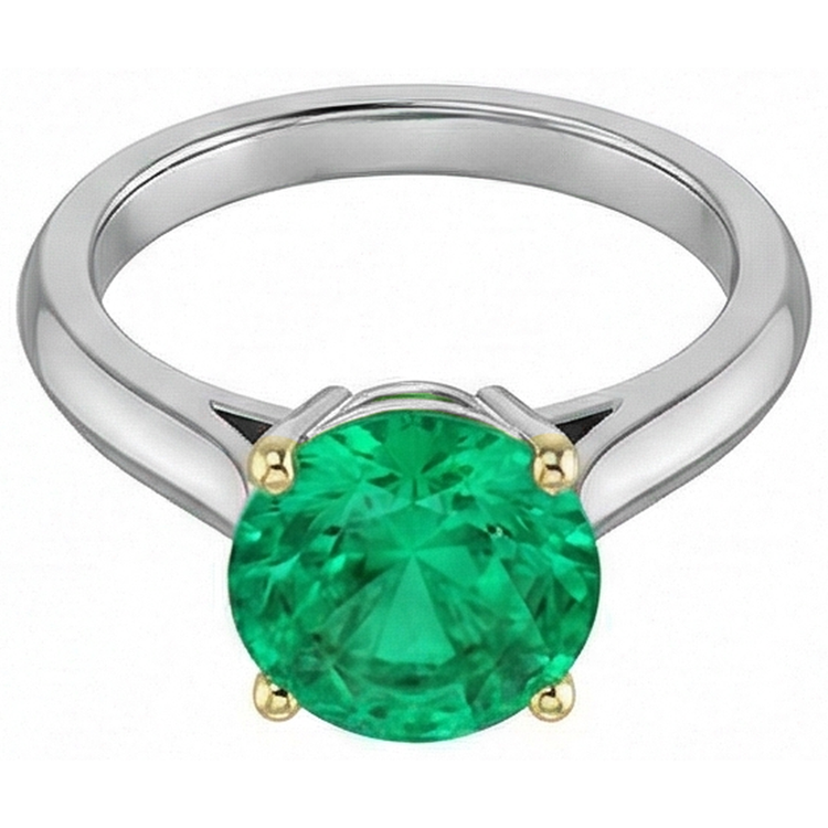 Émeraude Bague Pierre Précieuse 3 carats Or Deux Tons 14 Carats – vue d'angle
