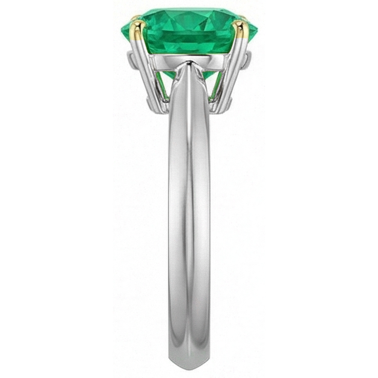Émeraude Taille Brillant Bague Pierre Précieuse en Or Deux Tons 14 Carats – vue de dessus