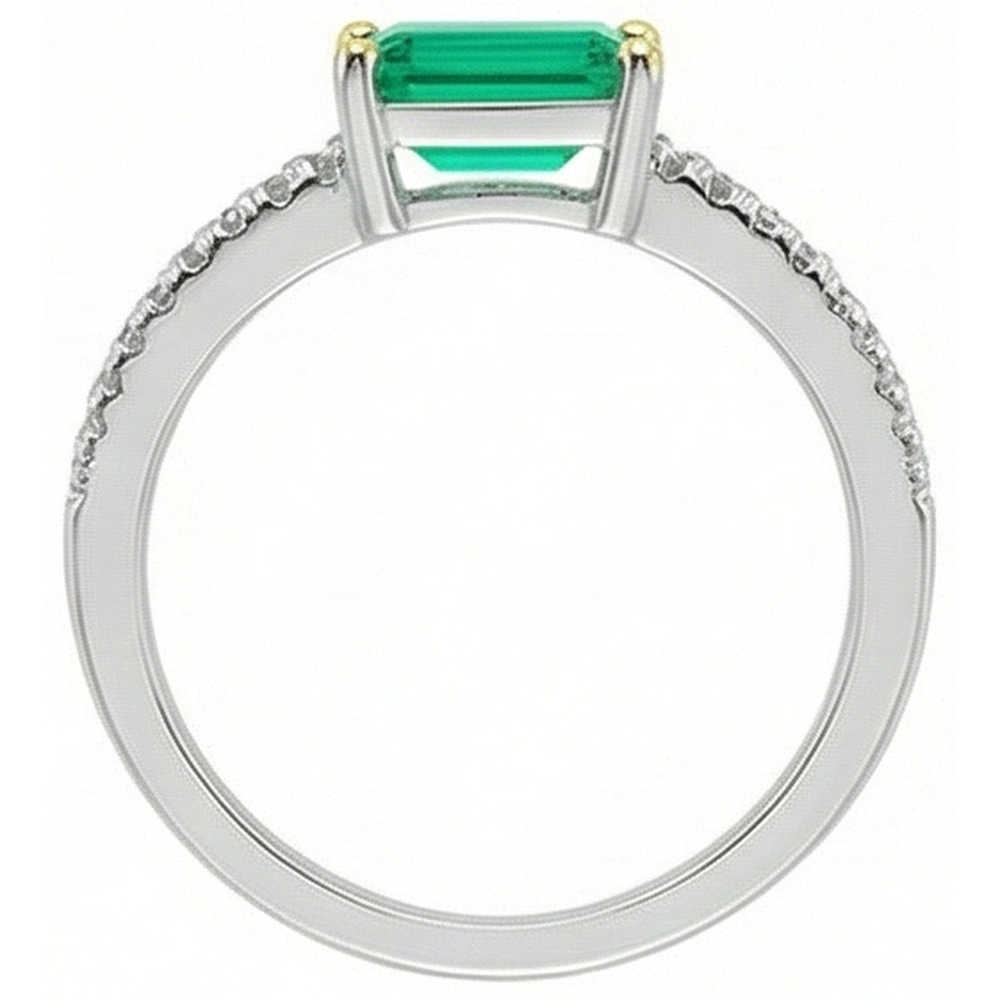 Brillant Émeraude Colombienne Bague Pierre de Couleur 1 carats – vue de dessus