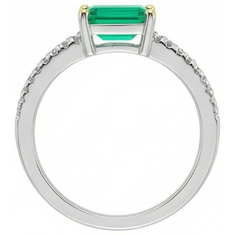 Brillant Émeraude Colombienne Bague Pierre de Couleur 1 carats – vue de dessus