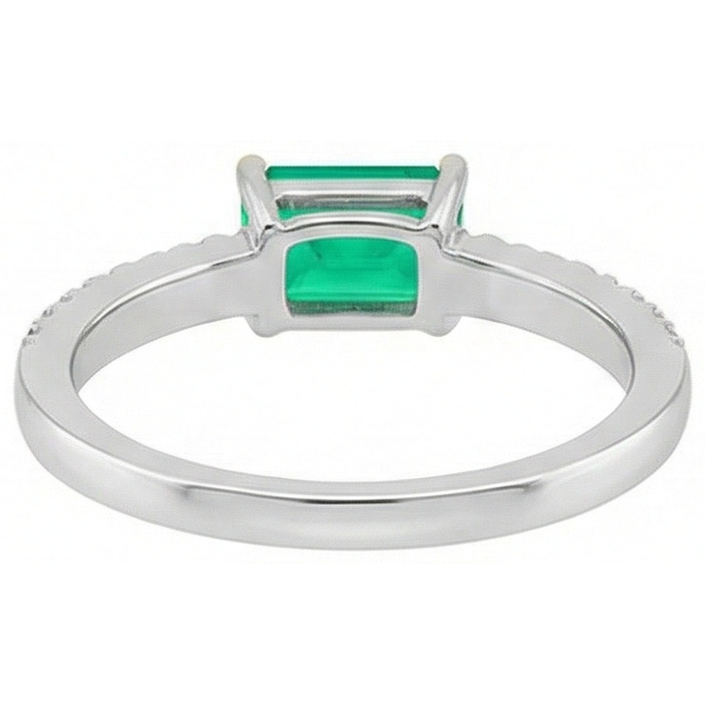 Émeraude Colombienne Bague Pierre de Couleur 1-carats Or Bicolore 14 Carats – vue arrière