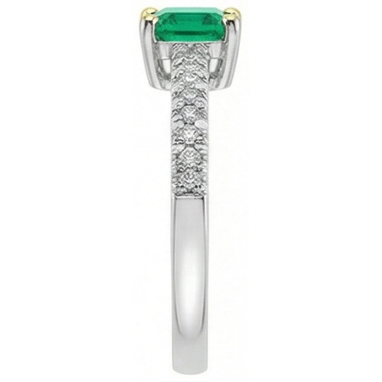 Émeraude Colombienne Bague Pierre de Couleur – vue de profil