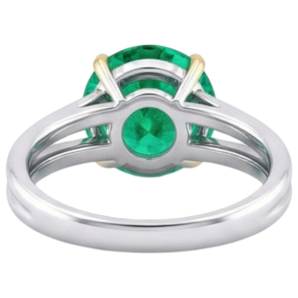 Brillant Émeraude Fine Bague Pierre de Couleur 4 carats – vue arrière