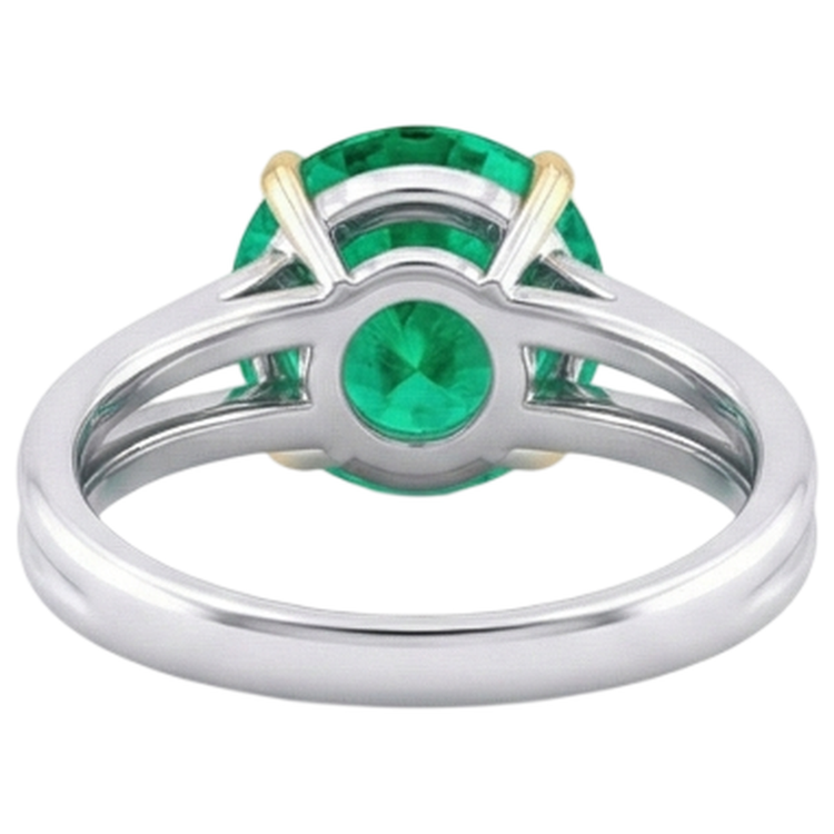 Brillant Émeraude Fine Bague Pierre de Couleur 4 carats – vue arrière
