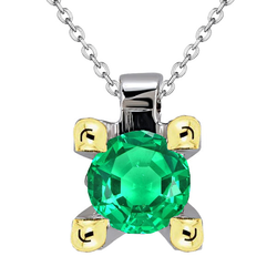Certifié GIA Émeraude Fine Pendentif Gemme 3 carats – Or 14K