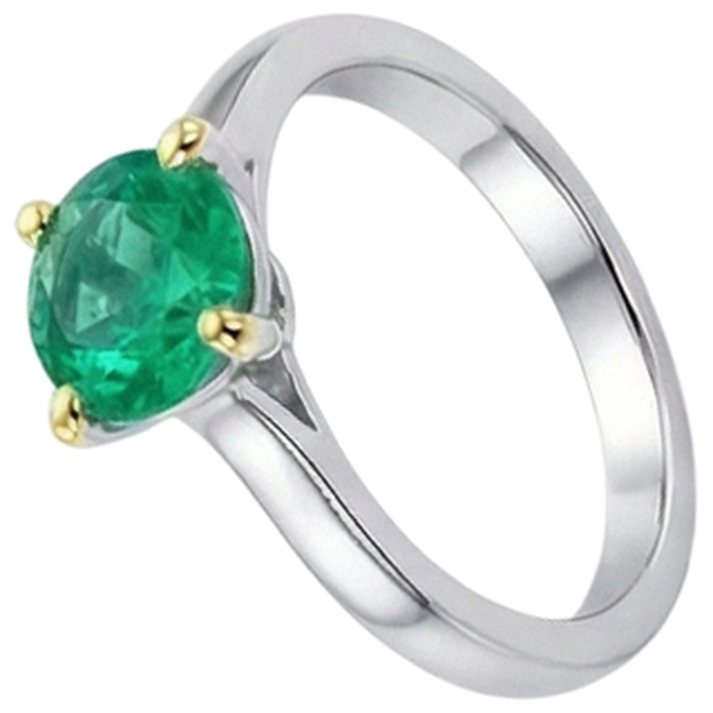 Émeraude Fine Bague avec Gemme 2,50 carats Or Bicolore 14 Carats – vue d'angle