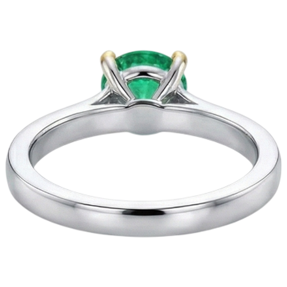Émeraude Fine Taille Ronde Bague avec Gemme en Or Bicolore 14 Carats – vue détaillée