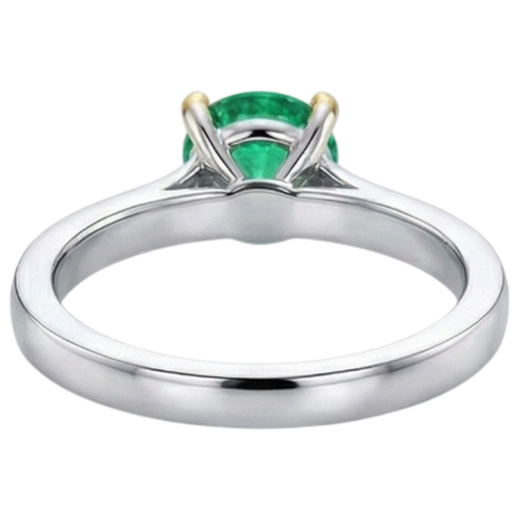 Émeraude Fine Taille Ronde Bague avec Gemme en Or Bicolore 14 Carats – vue détaillée