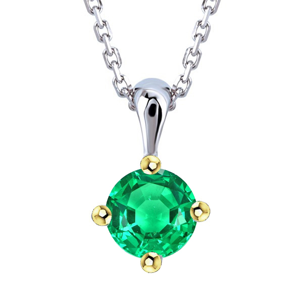 Pendentif Pierre Précieuse Or Bicolore 14 Carats avec Émeraude – vue principale