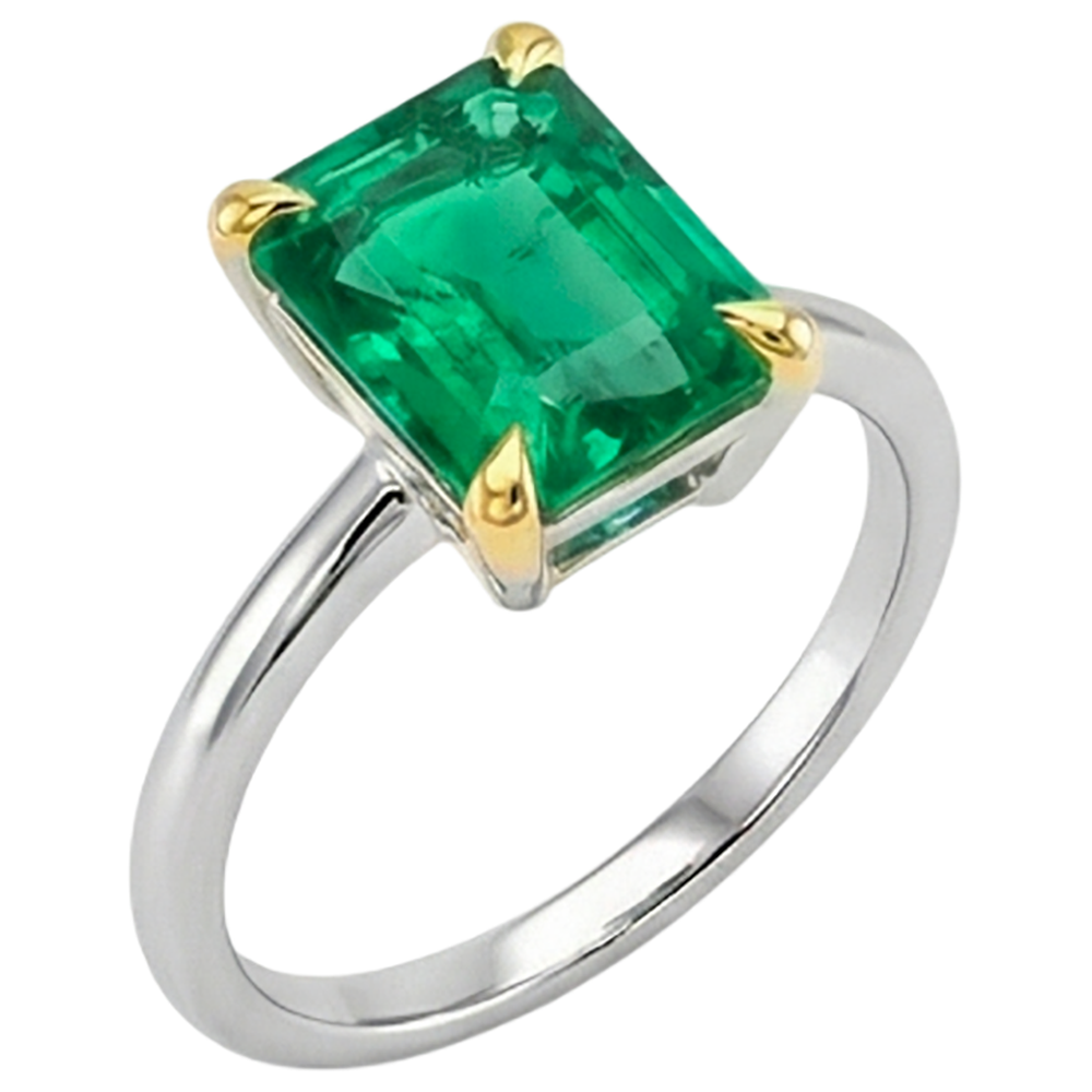 Émeraude Bague avec Gemme – vue de face