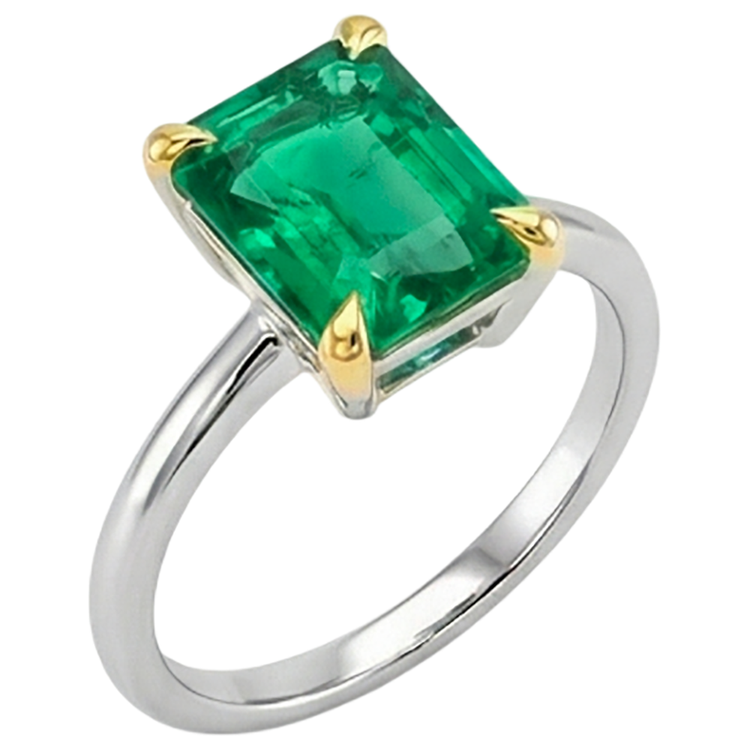 Émeraude Bague avec Gemme – vue de face