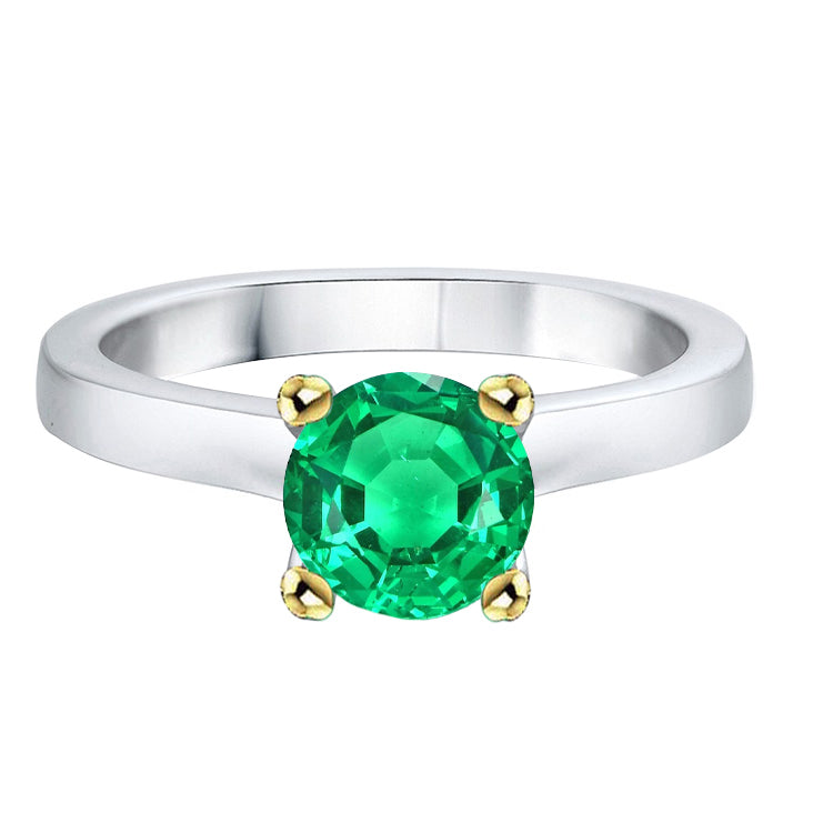 Émeraude Fine Bague avec Gemme 2,50 carats Or Bicolore 14 Carats – vue principale