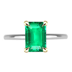 Exquis Émeraude Bague avec Gemme 2 carats