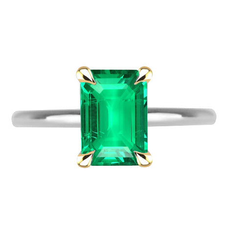 Bague avec Gemme Or Bicolore 14 Carats avec Émeraude – vue principale