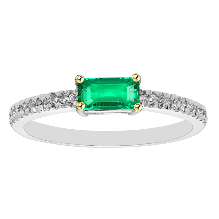 Émeraude Colombienne Bague Pierre de Couleur 1-carats Or Bicolore 14 Carats – vue principale