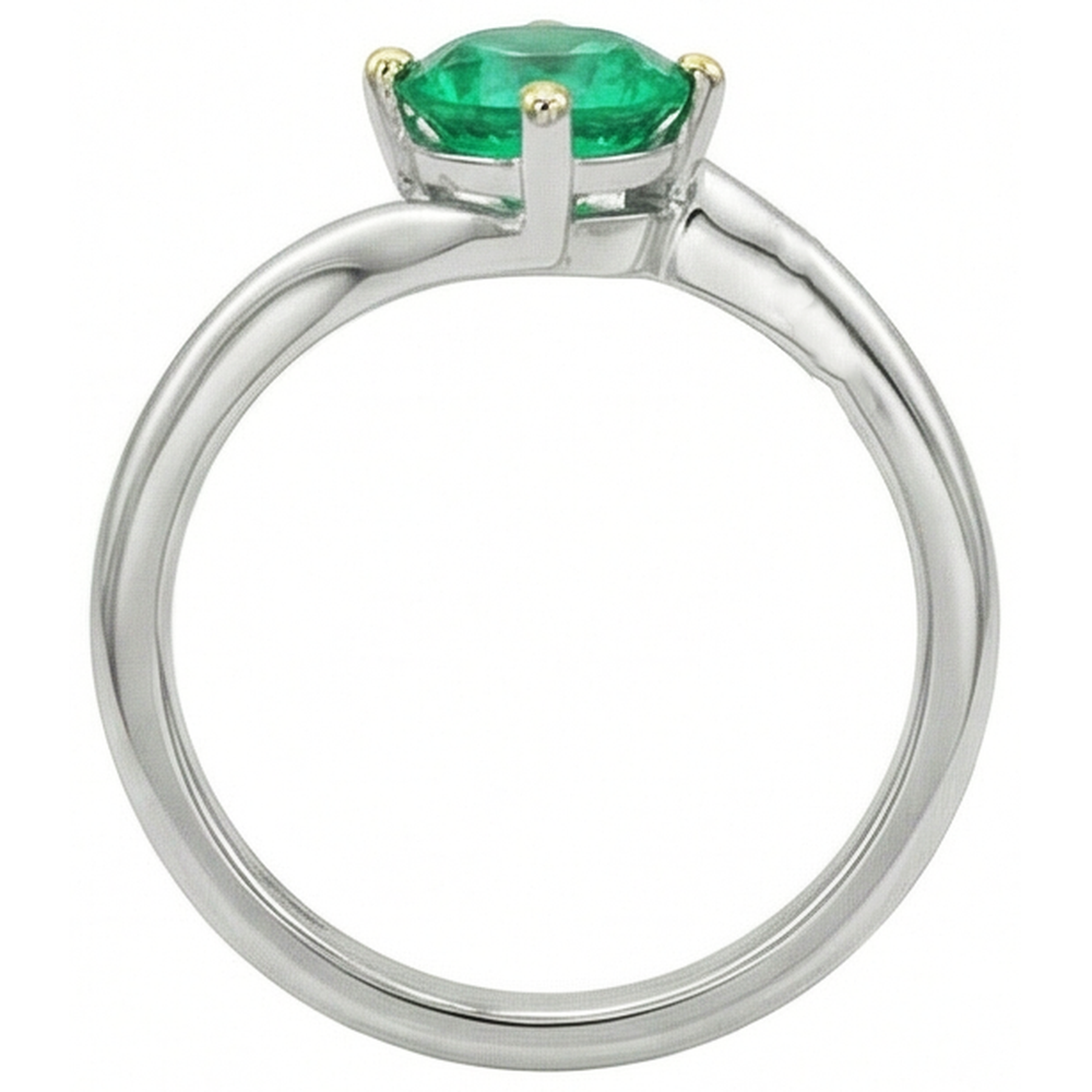 Émeraude Colombienne Bague Pierre Précieuse 1 carats Or Deux Tons 14 Carats – vue de dessus