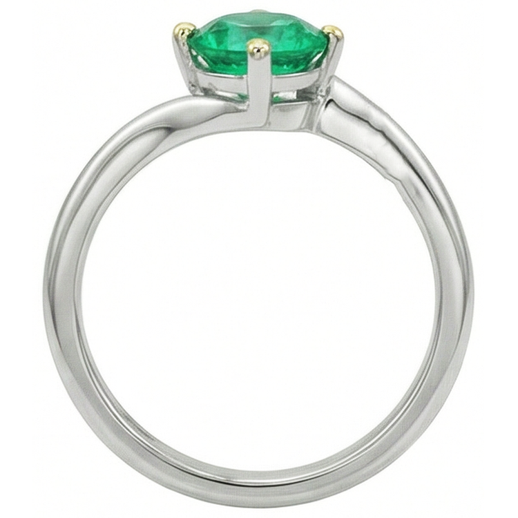 Émeraude Colombienne Bague Pierre Précieuse 1 carats Or Deux Tons 14 Carats – vue de dessus