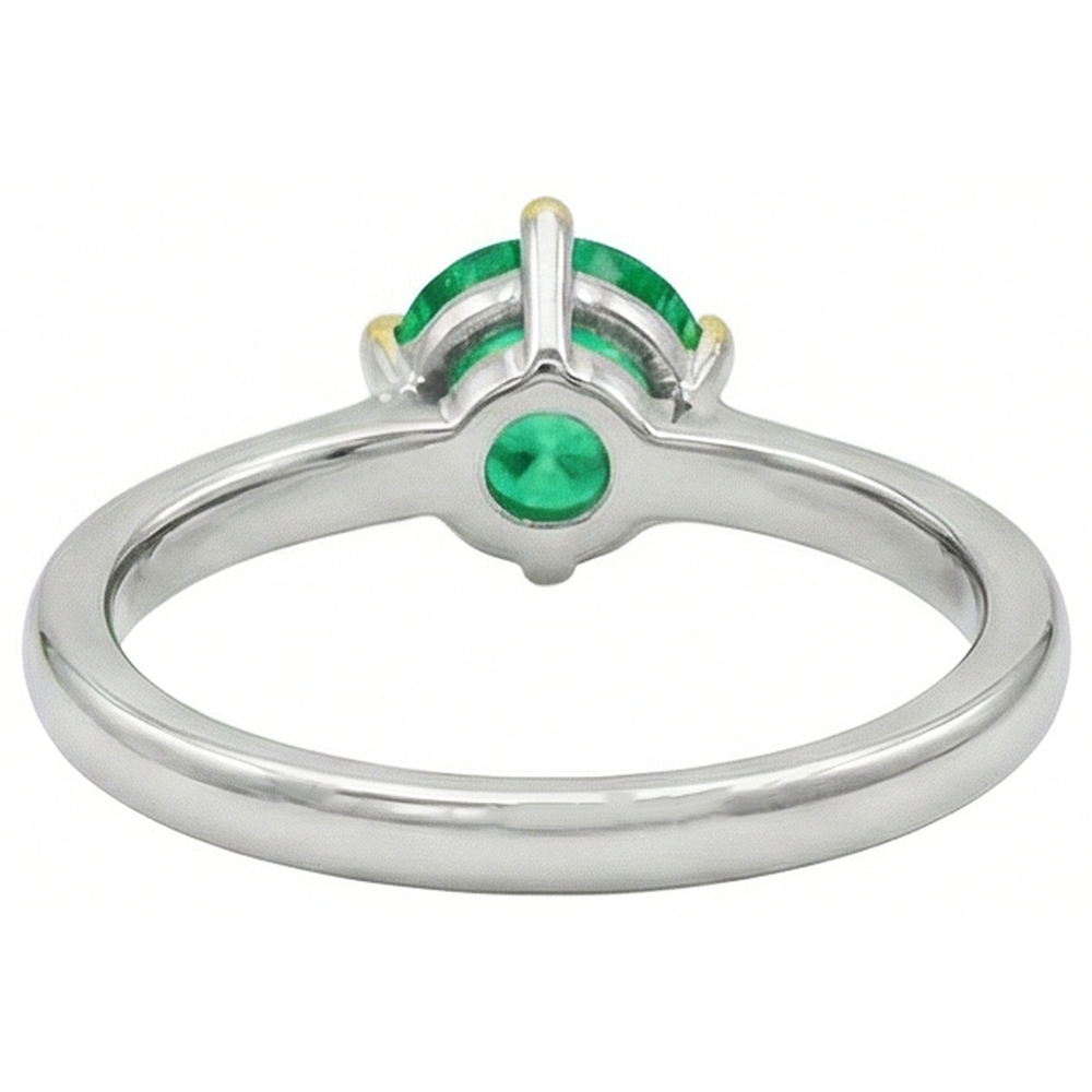 Émeraude Colombienne Bague Pierre Précieuse 1 carats Or Deux Tons 14 Carats – vue arrière