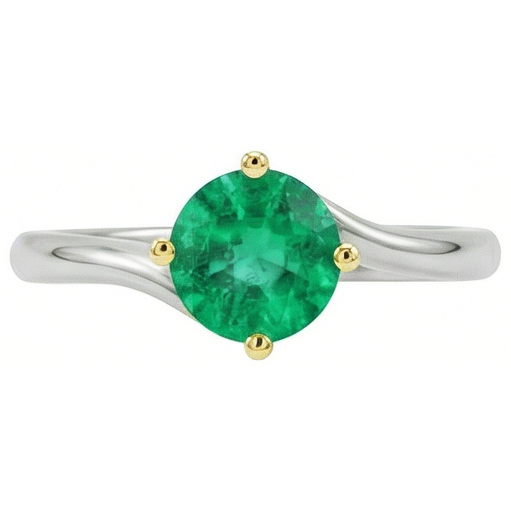 Émeraude Colombienne Bague Pierre Précieuse 1 carats Or Deux Tons 14 Carats – vue de côté