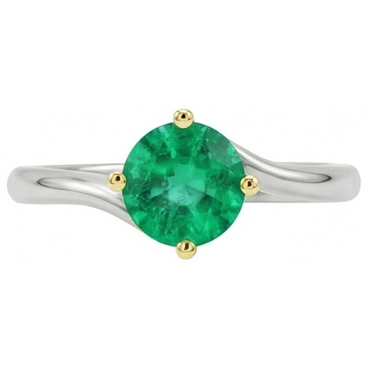 Émeraude Colombienne Bague Pierre Précieuse 1 carats Or Deux Tons 14 Carats – vue de côté