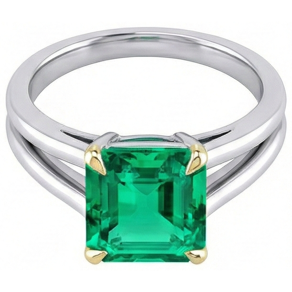 Émeraude Bague avec Gemme – vue de face