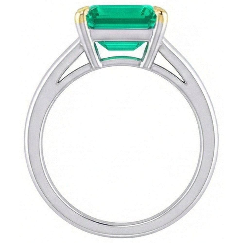 Taille Asscher Émeraude bague en Or 14K Bicolore – vue de dessus