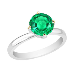3 carats Émeraude Colombienne Bague avec Gemme en Or Bicolore 14