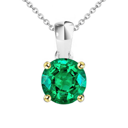 Émeraude Pendentif Gemme – Certifié GIA 2 carats Or 14K Bicolore