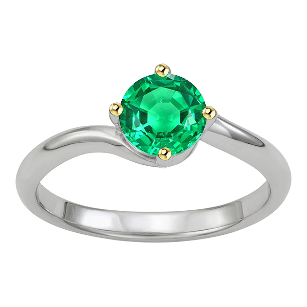 Émeraude Colombienne Bague Pierre Précieuse 1 carats Or Deux Tons 14 Carats – vue principale
