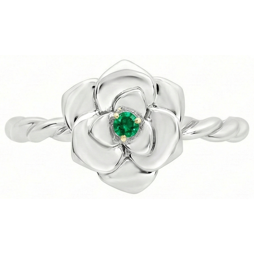 Émeraude Fine Bague Pierre Précieuse 0,50 carats Or Deux Tons 14 Carats – vue de côté