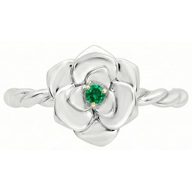 Émeraude Fine Bague Pierre Précieuse 0,50 carats Or Deux Tons 14 Carats – vue de côté