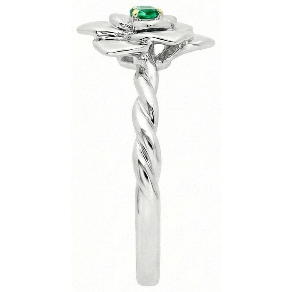 Bague Pierre Précieuse Or Deux Tons 14 Carats avec Émeraude Fine – vue d'angle