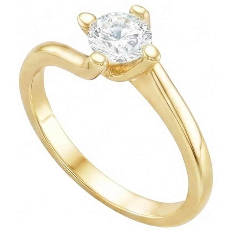 Solitaire 1.75 Carat Alliance Réel Diamant Or Jaune 14K