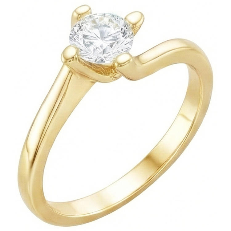 Solitaire 1.75 Carat Alliance Réel Diamant Or Jaune 14K