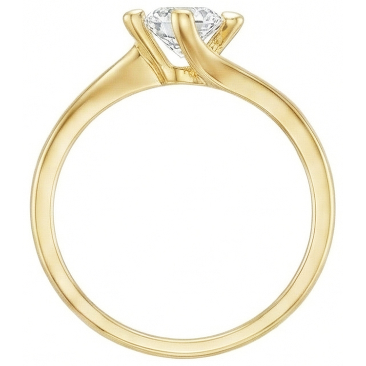 Solitaire 1.75 Carat Alliance Réel Diamant Or Jaune 14K