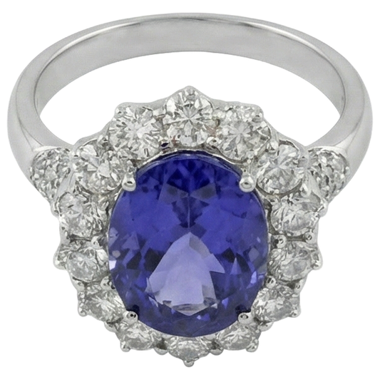 Solitaire Avec Accent 7.25 Ct. Bague Tanzanite Et Diamants