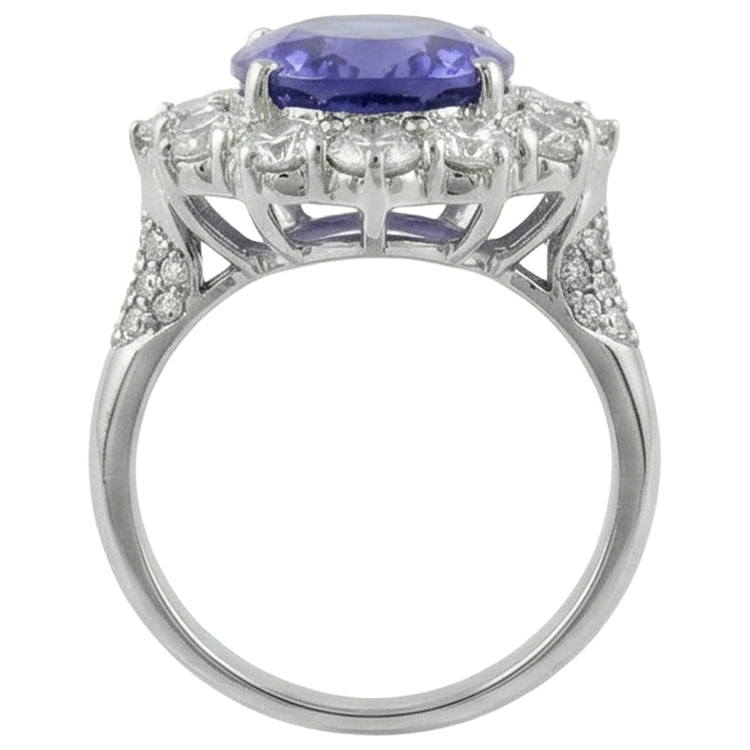 Solitaire Avec Accent 7.25 Ct. Bague Tanzanite Et Diamants