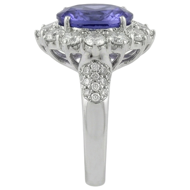 Solitaire Avec Accent 7.25 Ct. Bague Tanzanite Et Diamants