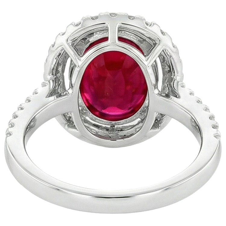 Solitaire Avec Accent 7 Ct. Bague Rubis Et Diamants Naturels Extraits des Mines ( et non cultivés en laboratoire ) Or Blanc 14K