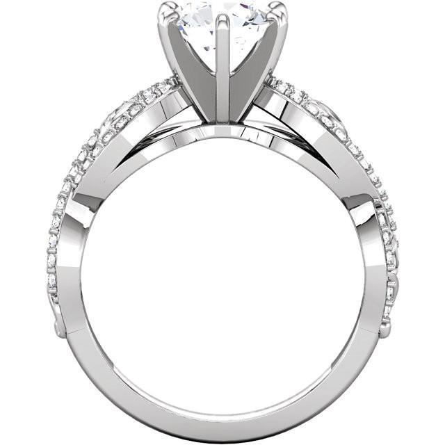 Solitaire Avec Accents Bague Fantaisie Véritable Diamant Rond 2.11 Carats WG 14K