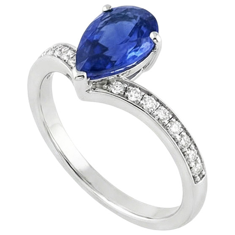 Solitaire Avec Accents De Diamants Rehausseur De Bague Ceylan Saphir 5 Carats