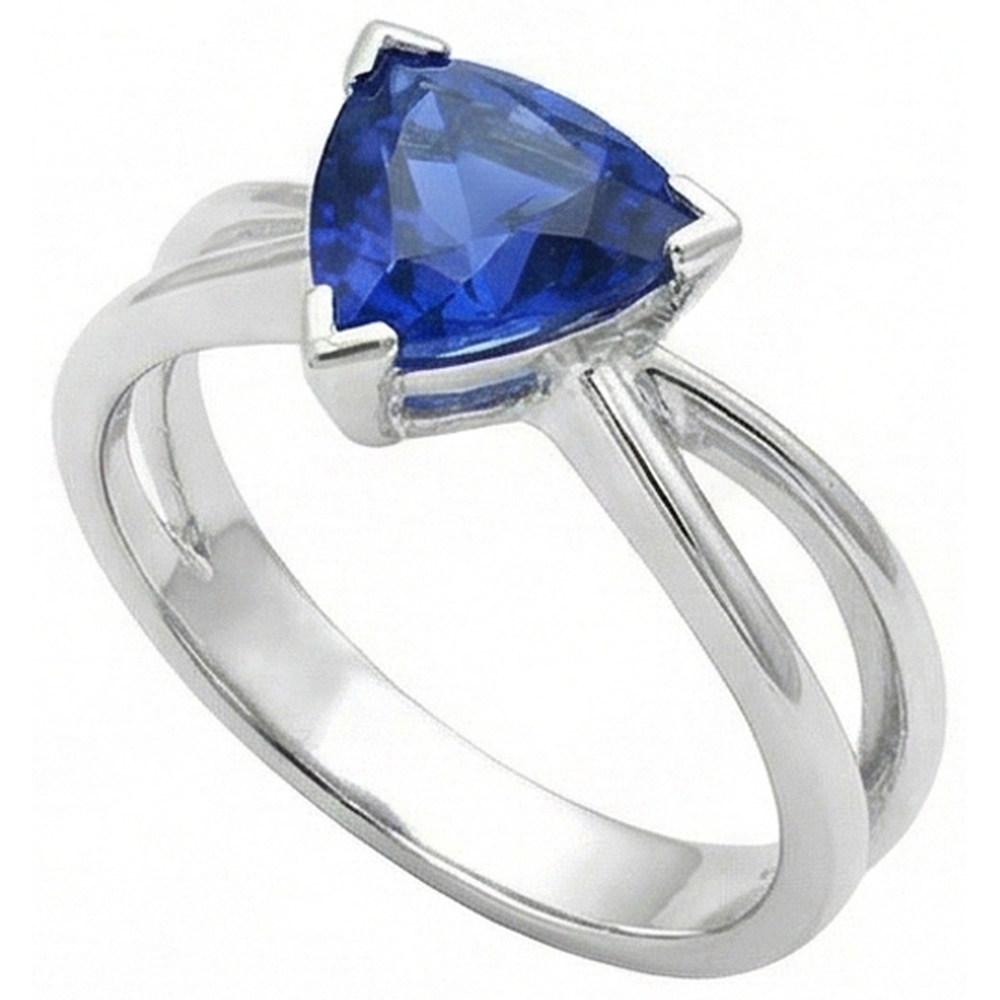 naturel trillion saphir 1carats bague vue de face