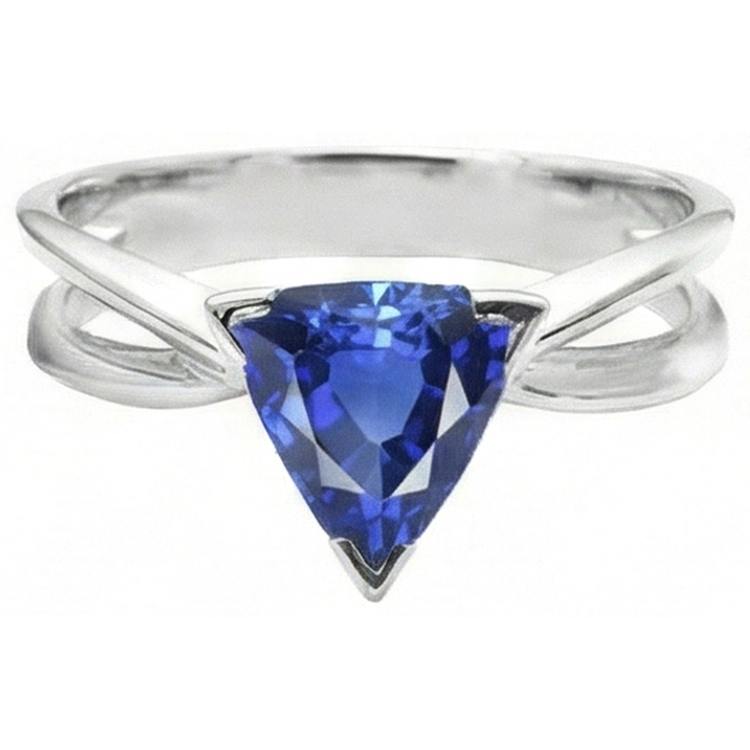 naturel trillion saphir 1carats bague angle de côté