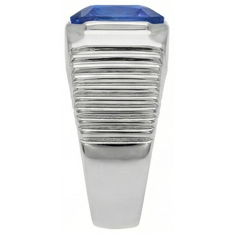 Solitaire Bague pour homme Radiant Saphir de Ceylan Sertie affleurante 2,50 carats