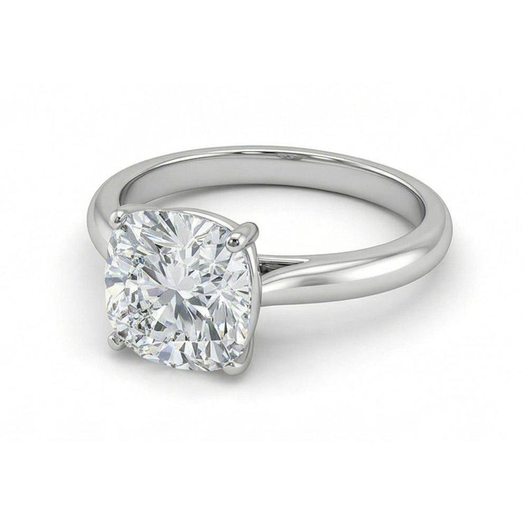 Solitaire Big Cushion Cut 3 Carat Naturel Diamond Wedding Ring Or Blanc