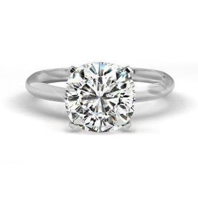 Solitaire Big Cushion Cut 3 Carat Naturel Diamond Wedding Ring Or Blanc