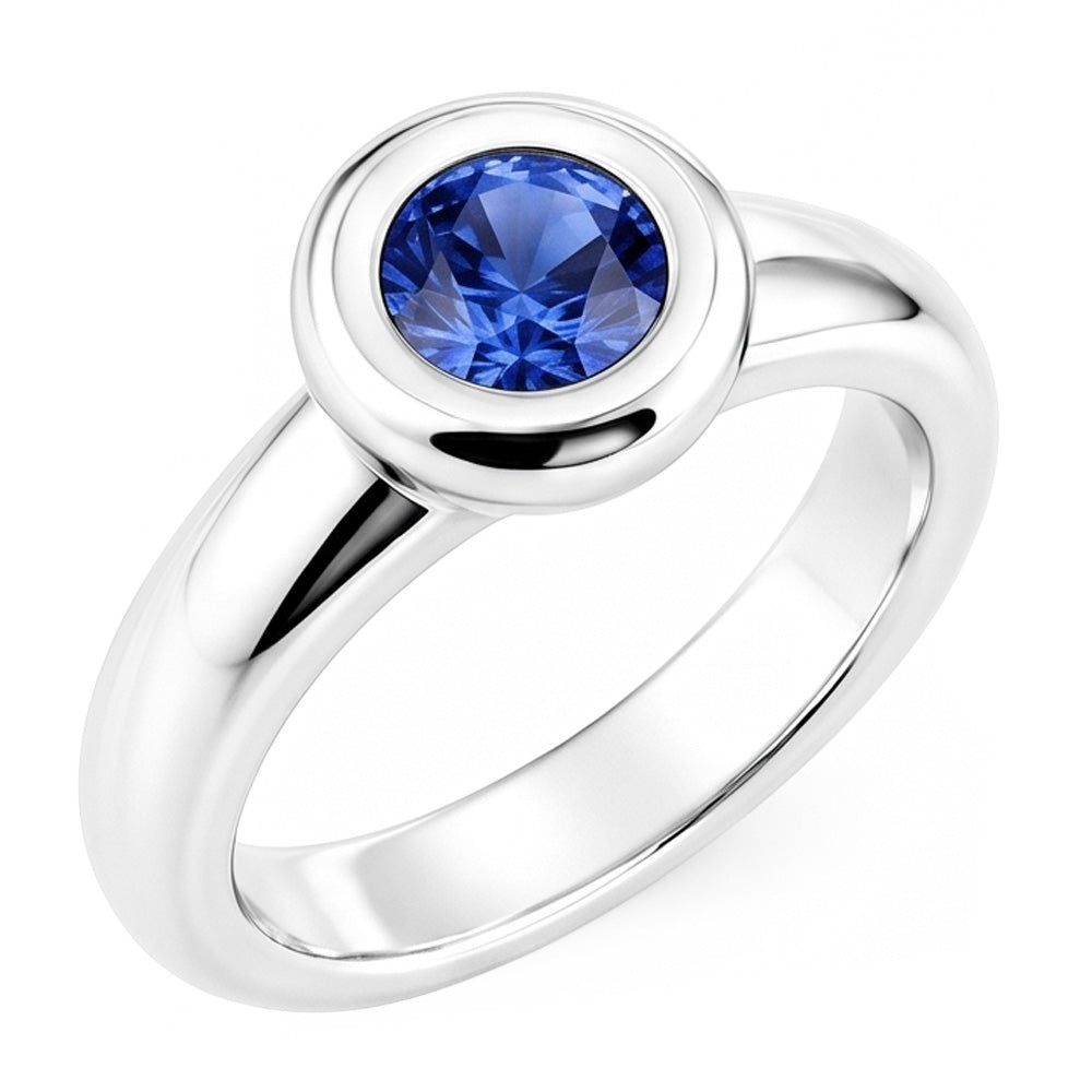 Solitaire Ceylan Saphir Rond 1 Ct. Bague Bijoux En Or