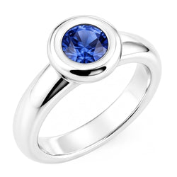 Solitaire Ceylan Saphir Rond 1 Ct. Bague Bijoux En Or