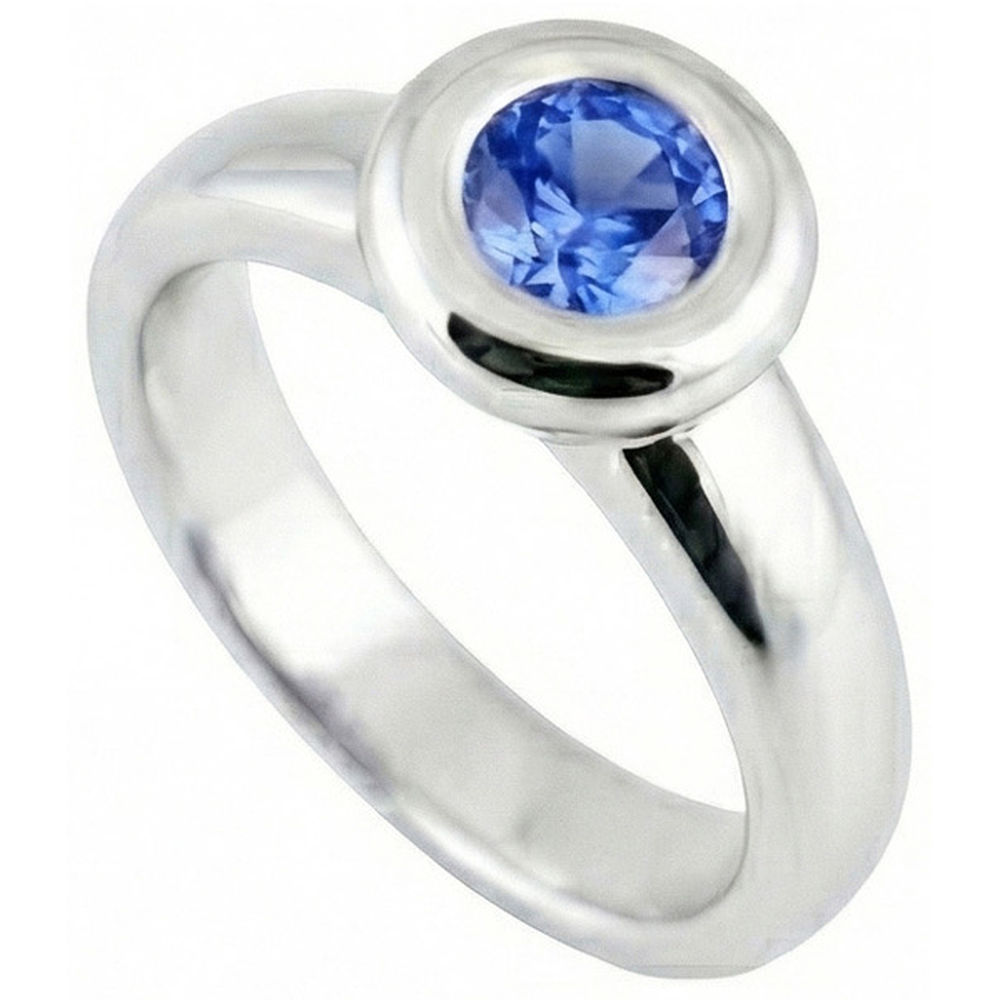 Solitaire Ceylan Saphir Rond 1 Ct. Bague Bijoux En Or