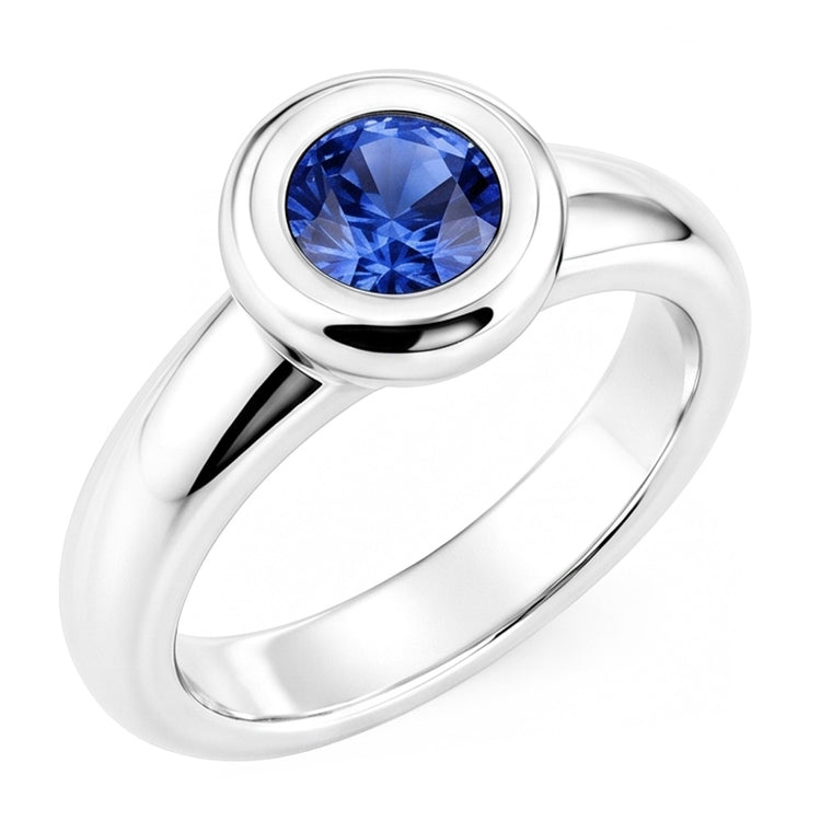 Solitaire Ceylan Saphir Rond 1 Ct. Bague Bijoux En Or
